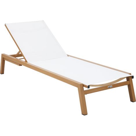 Axi Logan Bain De Soleil En Aspect Bois / Crème  Transat Jardin Avec Structure En Aluminium Réglable En 5 Positions  Chaise Longue Pour L'Extérieur / Le Jardin