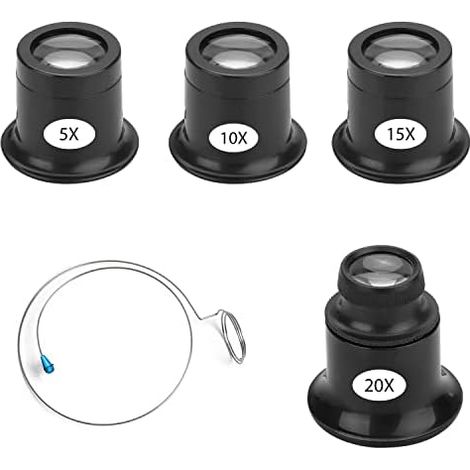 Lot de 4 loupe horlogère 35x/10x/15x/20x, petite et légère, permet d'identifier les objets clairs - (1/5)