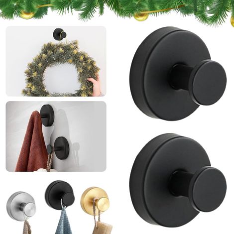 Porta asciugamani da bagno impermeabile in acciaio inox con ventosa, set di 2 ganci rinforzati per appendere i vestiti
