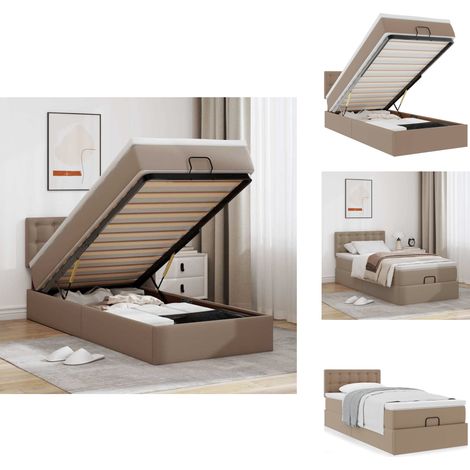 Ottoman-Bett mit Matratze Cappuccino-Braun 100x200cm Kunstleder - Ottoman-Bett - Ottoman-Betten - Bettrahmen - Bettrahmen Mit Stauraum (1/5)