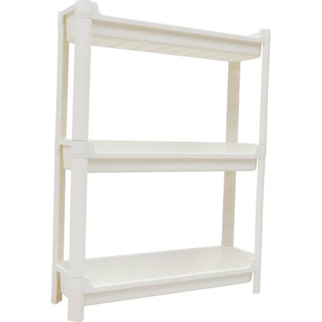 Étagère de Rangement en Plastique PP 3 Niveaux, étagère d'angle compacte avec Patins antidérapants, étagère au Sol pour Salle de Bain et Chambre, optimisant l'espace dans Les Interstices (1/5)