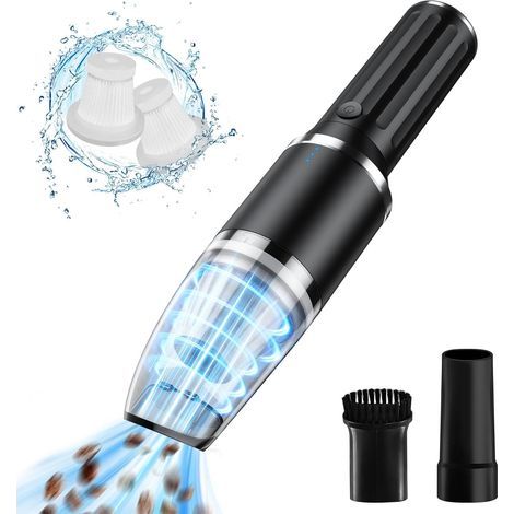 Black, Cordless handheld vacuum cleaner, 35500 rpm, portable, lightweight, cordless, USB rechargeable, waterproof and quiet, for home, car, carpets, kitchen (1/5)