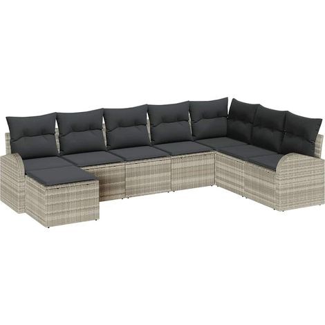 Maison Exclusive - Set di divani con cuscino 8 pcs Grigio chiaro polyrattan