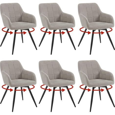 WOLTU 6x Poltrona Salotto Girevole Poltroncina Imbottita Moderna, Sedia da Scrivania per Ufficio, Velluto, Grigio Chiaro (1/5)