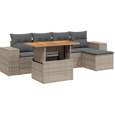 Maison Exclusive - 6-tlg. Garten-Sofagarnitur mit Kissen Grau Pol