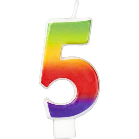 Wilton candela numero 5 arcobaleno 7,5 cm torta