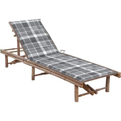 vidaXL Chaise longue de jardin avec coussin Bambou (1/5)