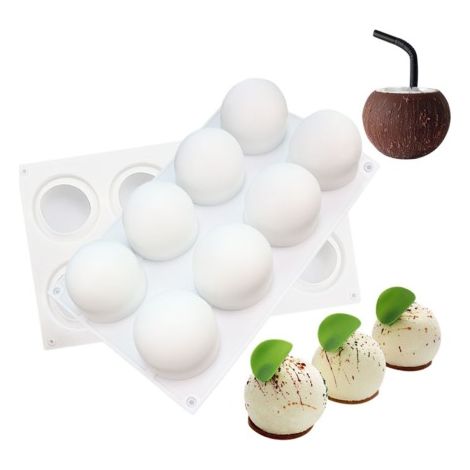 8 Kugelförmige Mousse-Form, runde Silikon-Kuchenform, Backutensilien, Kuchenform (1/4)