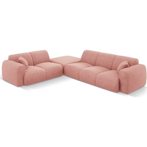 Canapé d'angle gauche 4 places en chenille rose (1/5)