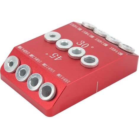 Perceuse à bois guide de trous pocket 4 tailles, gabarit haute dureté portable, angle 30/45/90°, rouge (1/5)