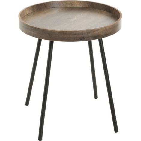 Table d'Appoint avec Rebord "Miranda" 45cm Chêne Foncé & Noir (1/5)