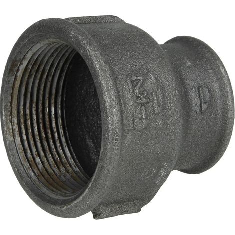 Raccord en fonte malléable noir manchon réduit 1 1/2'' x 1'' FF/FF