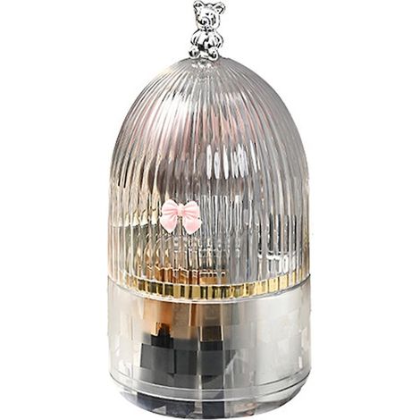 Organisateur de pinceaux de maquillage rotatif avec couvercle, conteneur anti-poussière rotatif à 360° pour pinceaux de maquillage. (1/5)