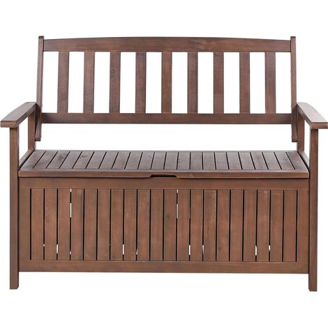 Panca da Giardino con Vano Contenitore in Legno di Acacia Scuro 120 cm Sovana