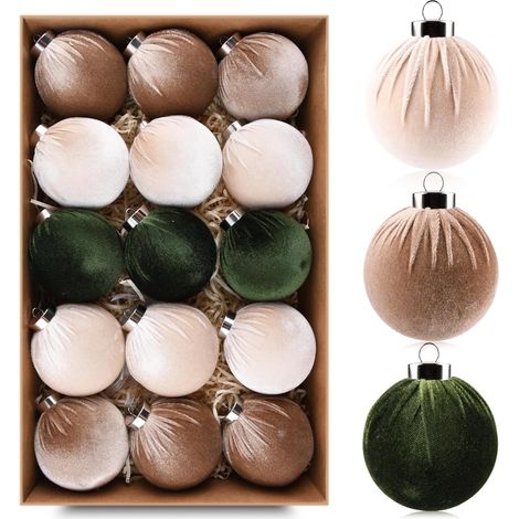 Boules De Noel - 15 Pièces - 8 Cm - Résistantes Aux Chocs - Couleurs Vert Brun Neutre - Décoration Intérieure Pour Arbre De Noël Et Fêtes (1/5)