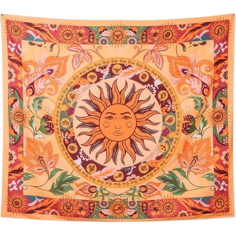 FENOPLASTICATapisserie de soleil brûlant, tapisserie de vignes à fleurs, tapisserie florale Vintage, tapisserie mystérieuse à suspendre au mur pour chambre (150x200CM) (1/4)