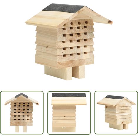 The Living Store Hôtel d'abeilles Bois de sapin massif 22x20x20 cm - Maison À Abeilles - Hôtel À Abeilles - Abri À Abeilles - Nichoir À Abeilles - Abeille Solitaire (1/5)