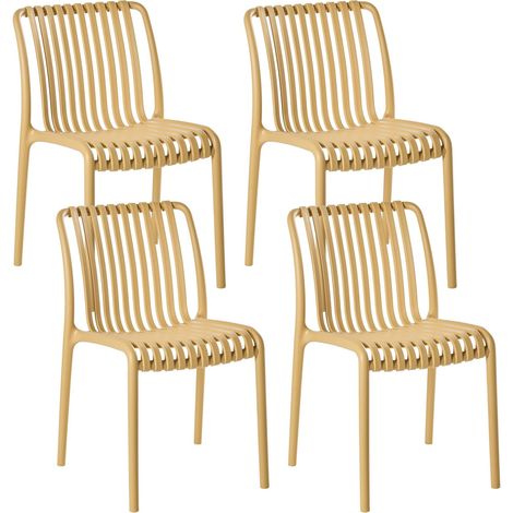 Set di 4 sedie da pranzo in plastica per interni ed esterni senza braccioli impilabili color senape Ariccia