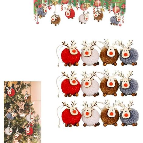 Weihnachtszauber aus Filz, Tannenschmuck, Rentier-Anhänger, Mini-Filz-Hirsche – 12 Stück