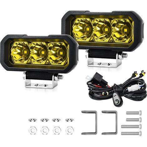 Lot de 2 projecteurs de travail LED, 5 pouces, antibrouillard, étanche IP68, 240 W, tout-terrain, pour voitures, camions, motos, SUV, jardins, bâtiments, avec faisceau de câbles et projecteur j (1/5)