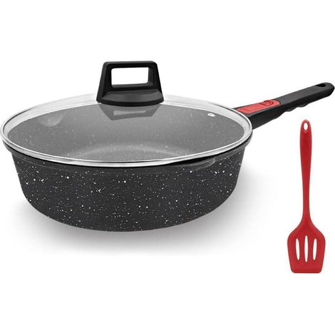 Poêle antiadhésive 28cm avec couvercle, 4.3L, manche amovible, tous feux dont induction, four (1/5)