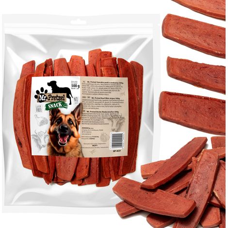 Delikatesse, Snack für Hunde Große Rindfleischstreifen Mr. Pretzel 500g