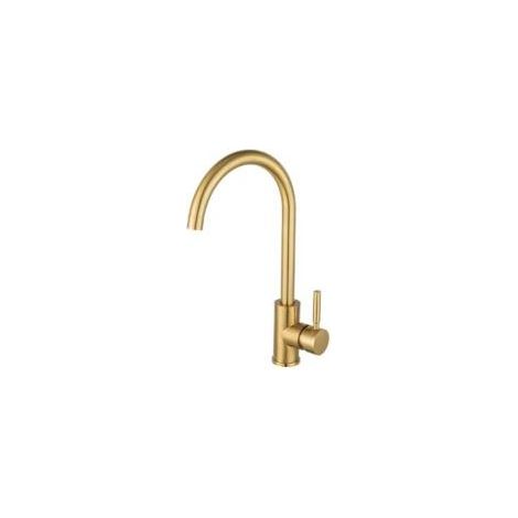 Grifo de baño, grifo de lavabo giratorio 360°, mezclador de lavabo con boquilla alta, grifo para baño o cocina pequeña, dorado cepillado (1/5)