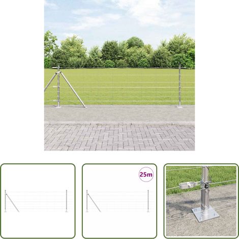 vidaXL Piquet de clôture - Poteau de clôture. Galvanisé 25 x 0,8 m Acier (1/5)