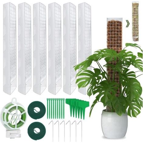 Lot de 6 tuteurs en mousse de 61 cm pour plantes d'intérieur, tuteur Monstera, avec 6 piquets, 2 bandes , 30 m, 10 étiquettes pour plantes et 10 serre-câbles. (1/5)