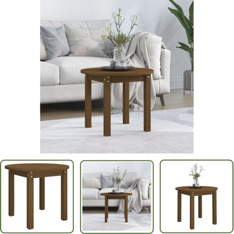 The Living Store Table basse Marron miel Ø 55x45 cm Bois massif de pin - Table Basse - Meuble Salon - Table D'appoint - Bois Massif - Pin (1/5)