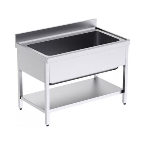Plonge Inox avec Bâti et Etagère 1 Bac Grande Capacité Gamme 700 - Distform
