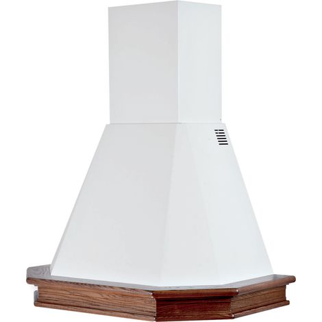 Cappa aspirante RUSTICA 5 LATI in acciaio inox bianco e cornice in legno cm 90 (1/2)