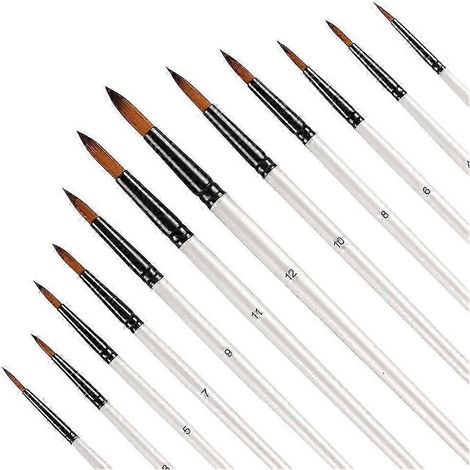 Ensemble de 12 pinceaux pour peinture acrylique - Pinceaux professionnels ronds et pointus compatibles avec les peintures acryliques, aquarelles et à l'huile (1/5)
