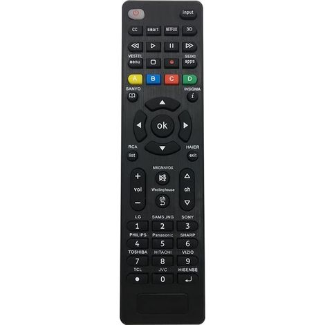 Télécommande universelle de remplacement pour téléviseurs intelligents Samsung, Sony, Philips, Panasonic, TCL, Sharp, Hitachi, Vizio, TCL, Toshiba et Hisense. Facile à installer. (1/5)