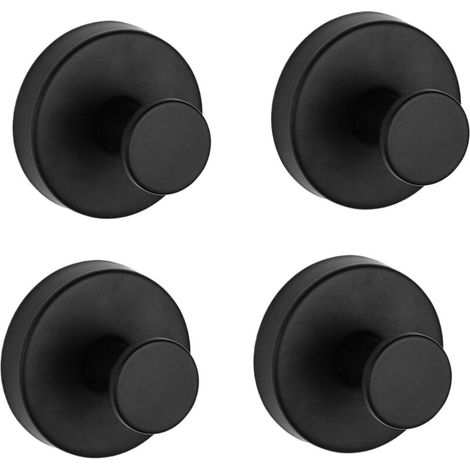 Set mit 4 Saugnapfhaken aus Edelstahl, kein Bohren erforderlich, geeignet für Badezimmer, Küchenglas, Fliesen (4 Stück, schwarz)