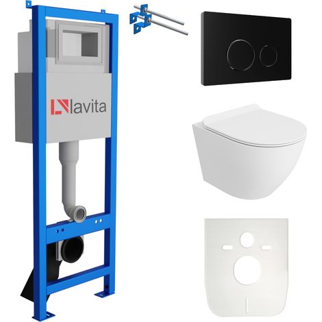 LAVITA WC Set mit Vorwandelement, Wand-WC und Spülknopf (1/5)