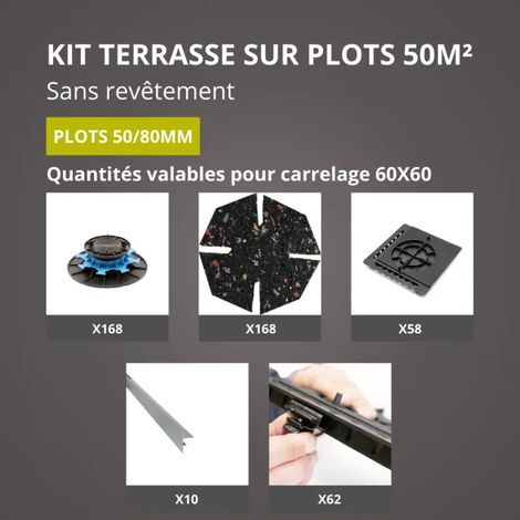 JOUPLAST - Kit per terrazza  m² - Supporti regolabili 50/80 mm