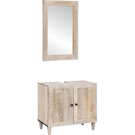 vidaXL Set di mobili per il bagno 2 pcs Bianco Legno multistrato (1/5)