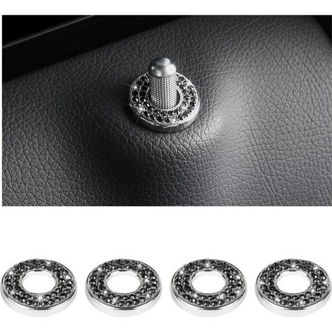 Lot de 4 autocollants brillants pour cache-serrures de portières intérieures de voiture, strass pour garnitures intérieures, autocollants décoratifs pour poignées de porte, autocollants en cristal pou (1/5)