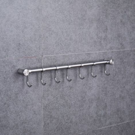 BUNTHAUS Crochet à torchon,Crochet Barre de Cuisine en Acier Inox avec Argent(400 mm + 7 crochets) (1/5)