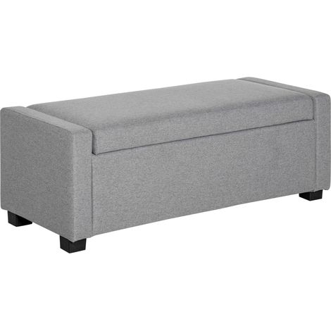 Panca contenitore Irovami, panca con vano contenitore integrato, panca da letto, design moderno, plastica, tessuto grigio, multifunzionale, 120 x 50 x 44 cm, grigio