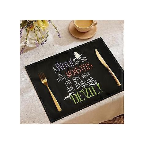 Halloween-Tischsets aus Leinen, Serie „Süßes oder Saures“, Kombinations-Tischsets, Restaurant-Festtagsdekoration, Geschirr-Isolierunterlagen (YMCD-7)