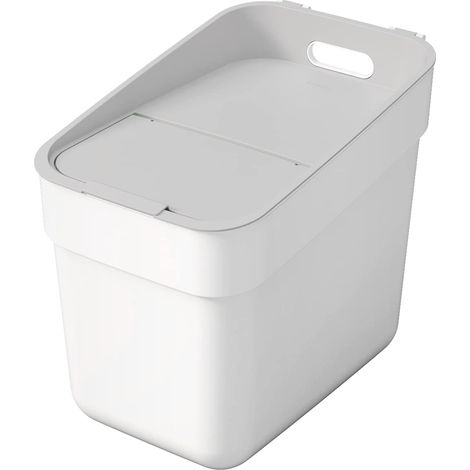 CURVER - Cubo de basura y reciclaje Ready To Collect 20L, Con soporte para pared o puerta, Ideal para Cocina o cuarto de baño, 100% reciclado, Color blanco