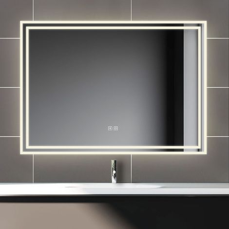 Biubiubath 120x70cm Bluetooth LED miroir salle de bain tricolore avec anti-buée (1/5)