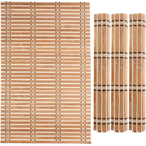 Lot de 4 sets de table rustiques rectangulaires en bambou-46.00X30.00X0.20CM (1/4)