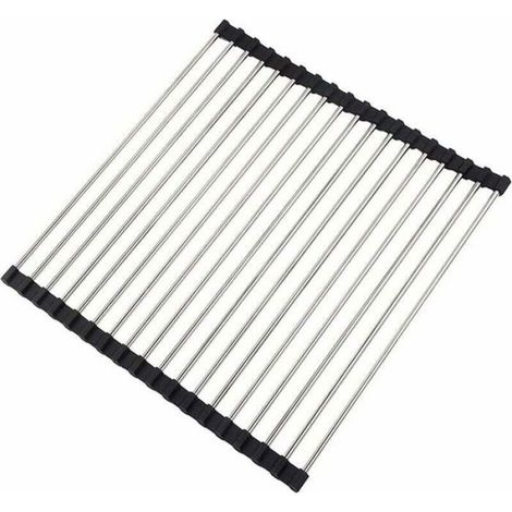 Egouttoir Vaisselle - Pliable - Acier Inoxydable - Pour Évier Cuisine - 43 x 35 cm (1/4)