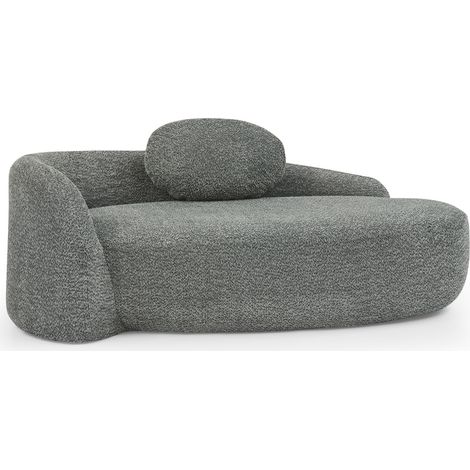 Divano poltrona in tessuto teddy grigio scuro con design arrotondato 170x96x62 cm MODENUIT (1/5)