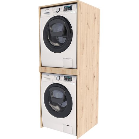 Mobile per lavatrice e asciugatrice, rovere artigianale, colonna da bagno, mobile, mensola, MK