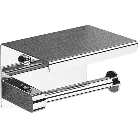 Porte-papier toilette en acier inoxydable 304 avec étagère pour téléphone, distributeur de papier toilette pour salle de bain (1/5)