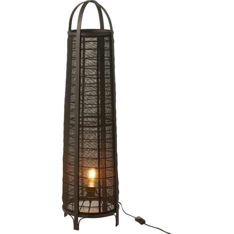 Lampe sur pied en coton noir ambiance chaleureuse et design - Noir profond effet textile (1/5)
